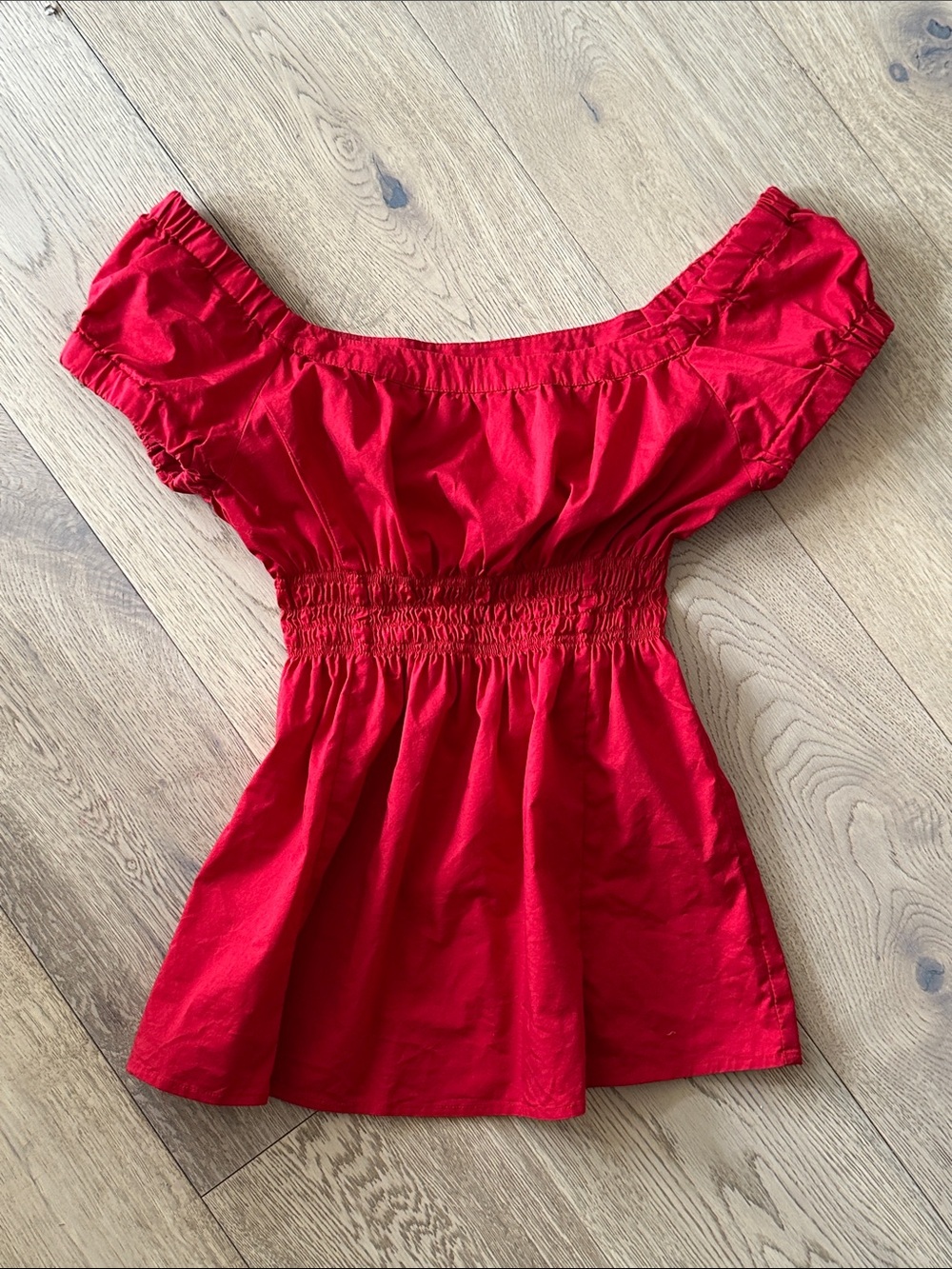 Red Y2K peasant blouse